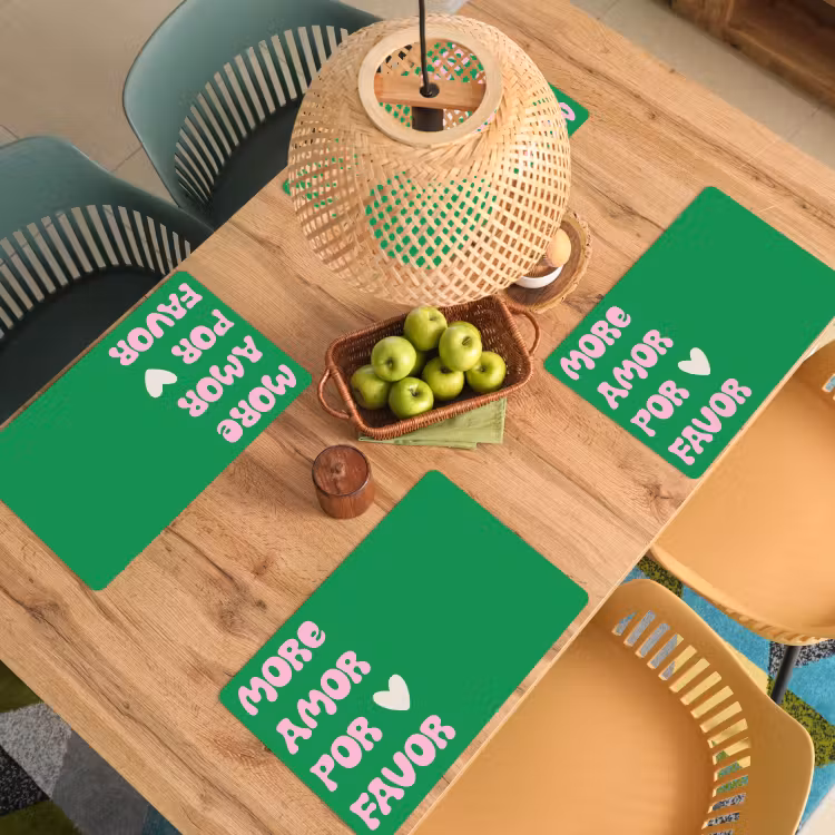 Placemat vinyl - Amor - Valentijn - Groen - Tekst — 3