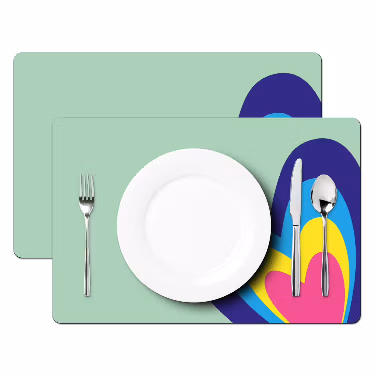 Placemat vinyl - Hartjes - Kleurrijk - Valentijn — 2