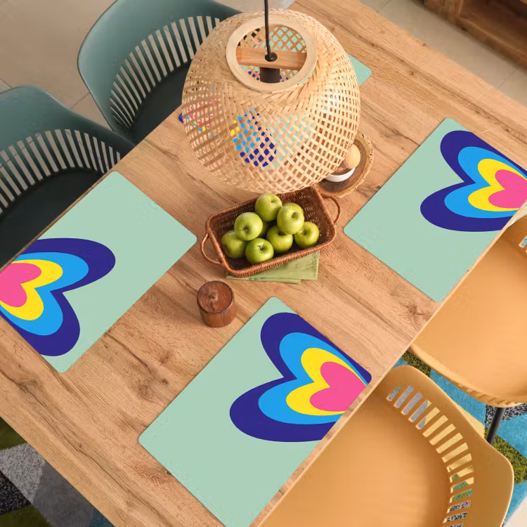 Placemat vinyl - Hartjes - Kleurrijk - Valentijn — 3