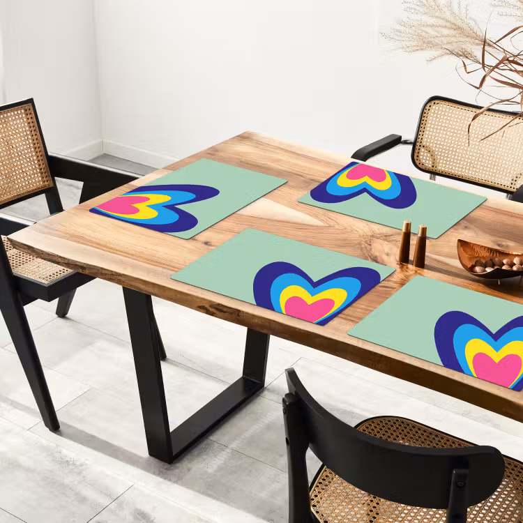 Placemat vinyl - Hartjes - Kleurrijk - Valentijn — 4