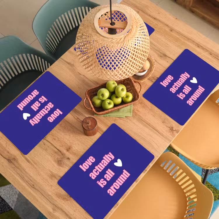 Placemat vinyl - Tekst - Valentijn - Love - Blauw — 3