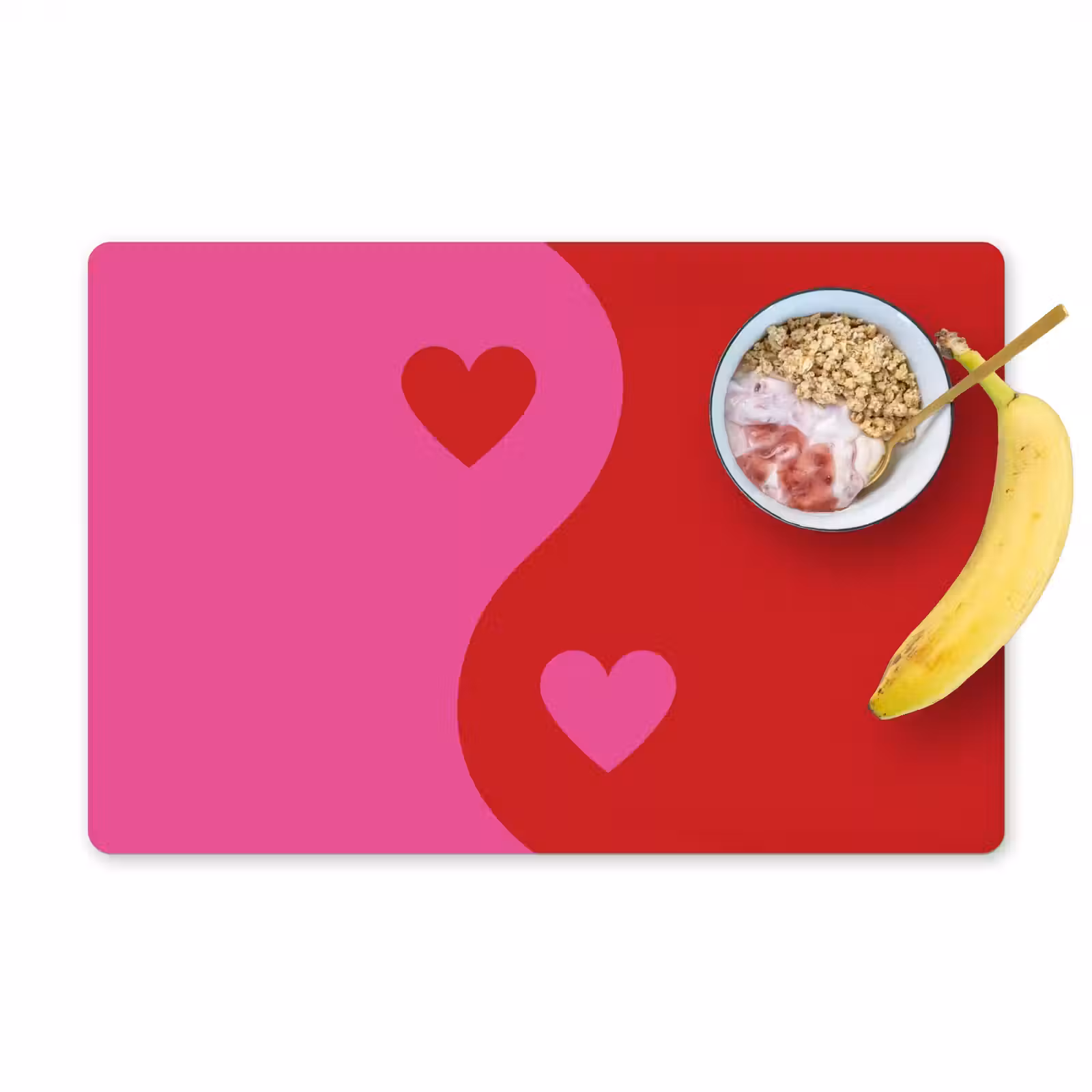 Placemat vinyl - Minimalistisch - Rood - Roze - Hartjes — 1