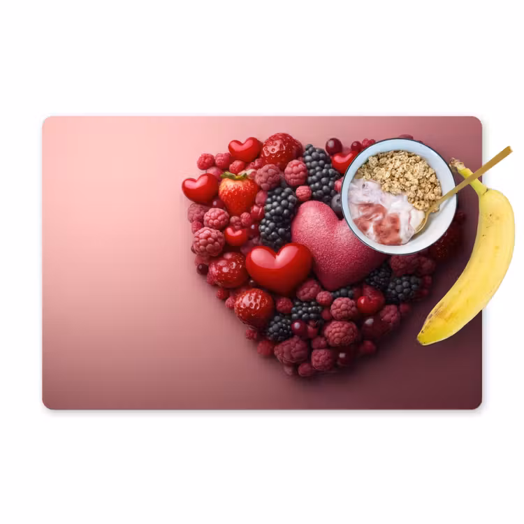 Placemat vinyl - Fruit - Hartjes - Aardbeien - Frambozen - Bosbessen — 1