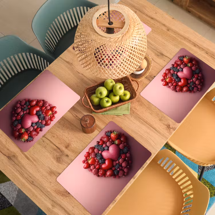Placemat vinyl - Fruit - Hartjes - Aardbeien - Frambozen - Bosbessen — 3