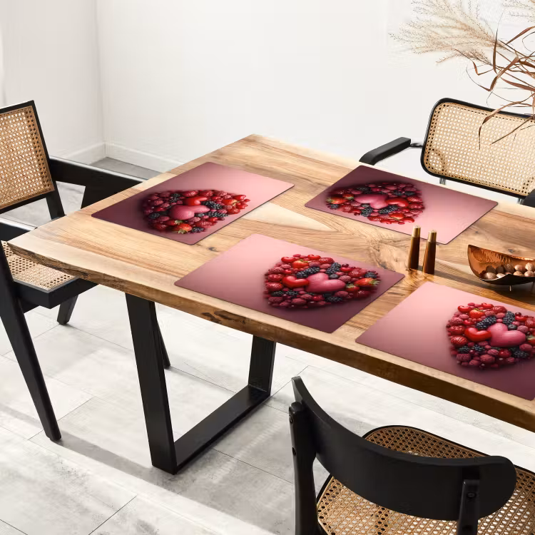 Placemat vinyl - Fruit - Hartjes - Aardbeien - Frambozen - Bosbessen — 4