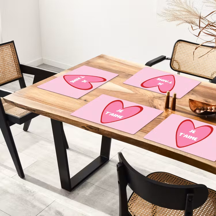 Placemat vinyl - Hart - Frans - Valentijn - Roze — 4