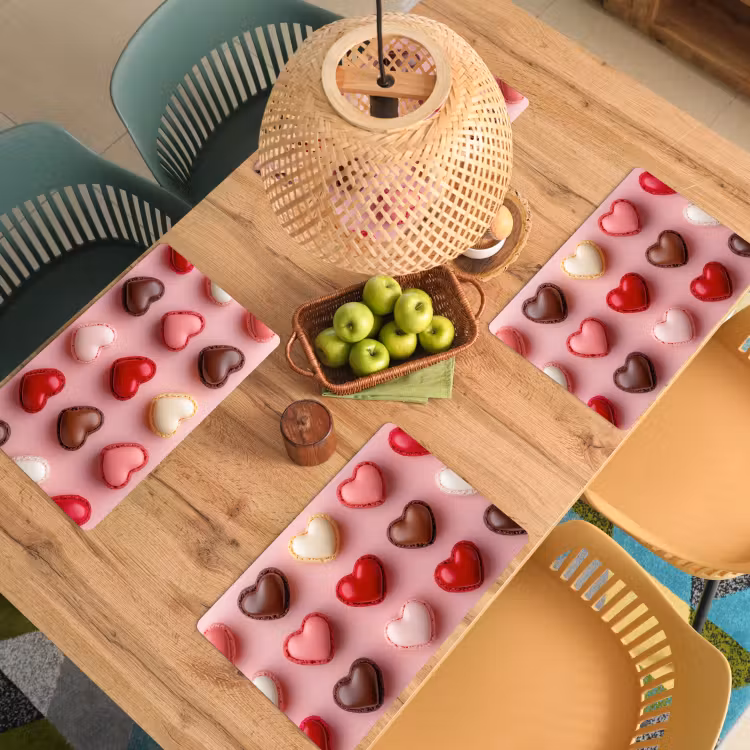 Placemat vinyl - Macarons - Hartjes - Kleurrijk - Roze — 3