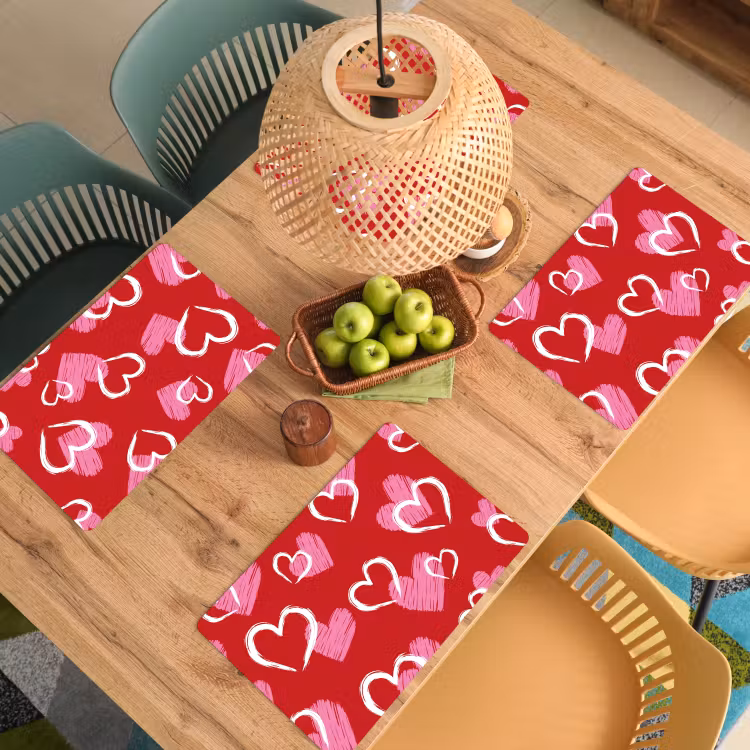 Placemat vinyl - Patroon - Hartjes - Roze - Valentijn — 3