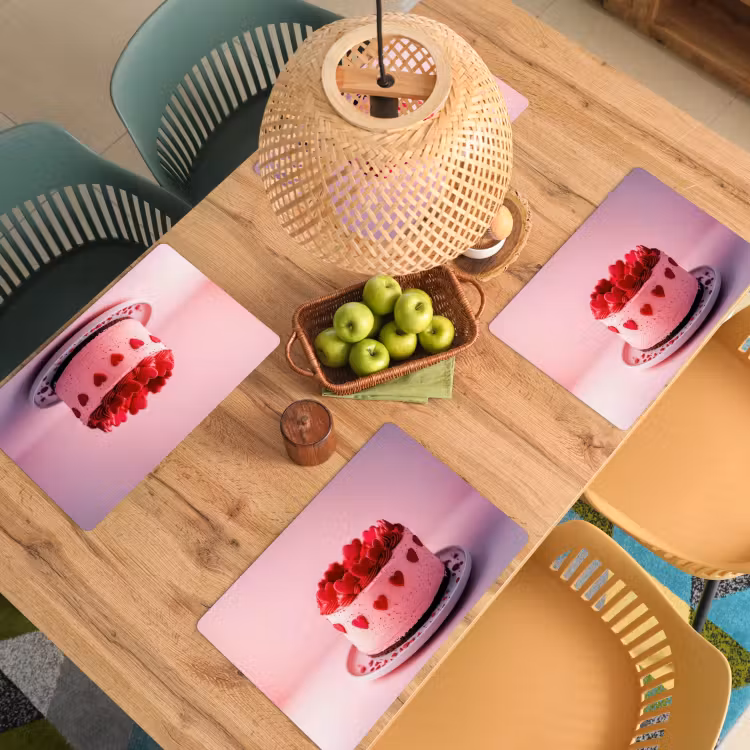 Placemat vinyl - Taart - Hart - Roze — 3