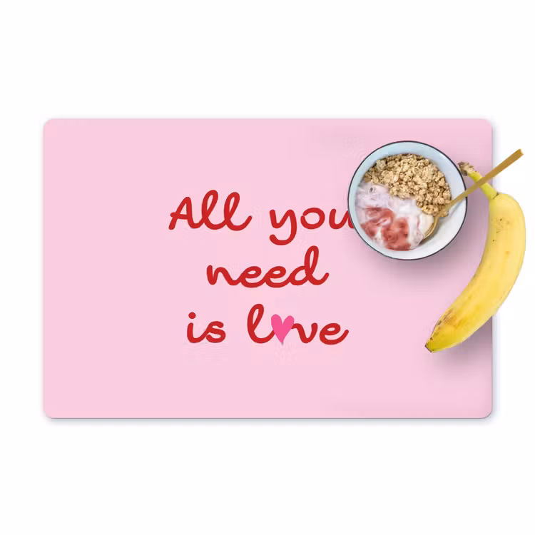 Placemat vinyl - Tekst - Roze - Love - Hart — 1