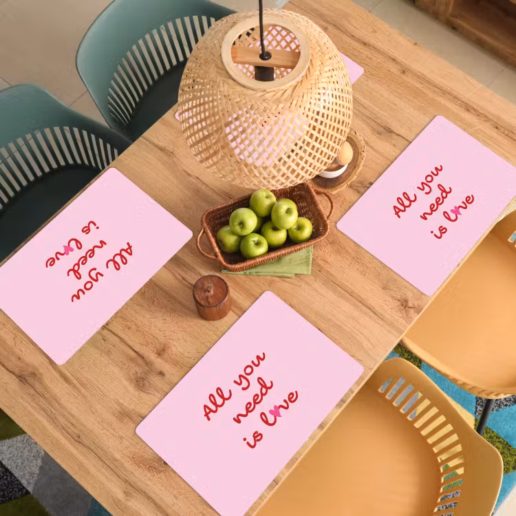 Placemat vinyl - Tekst - Roze - Love - Hart — 3