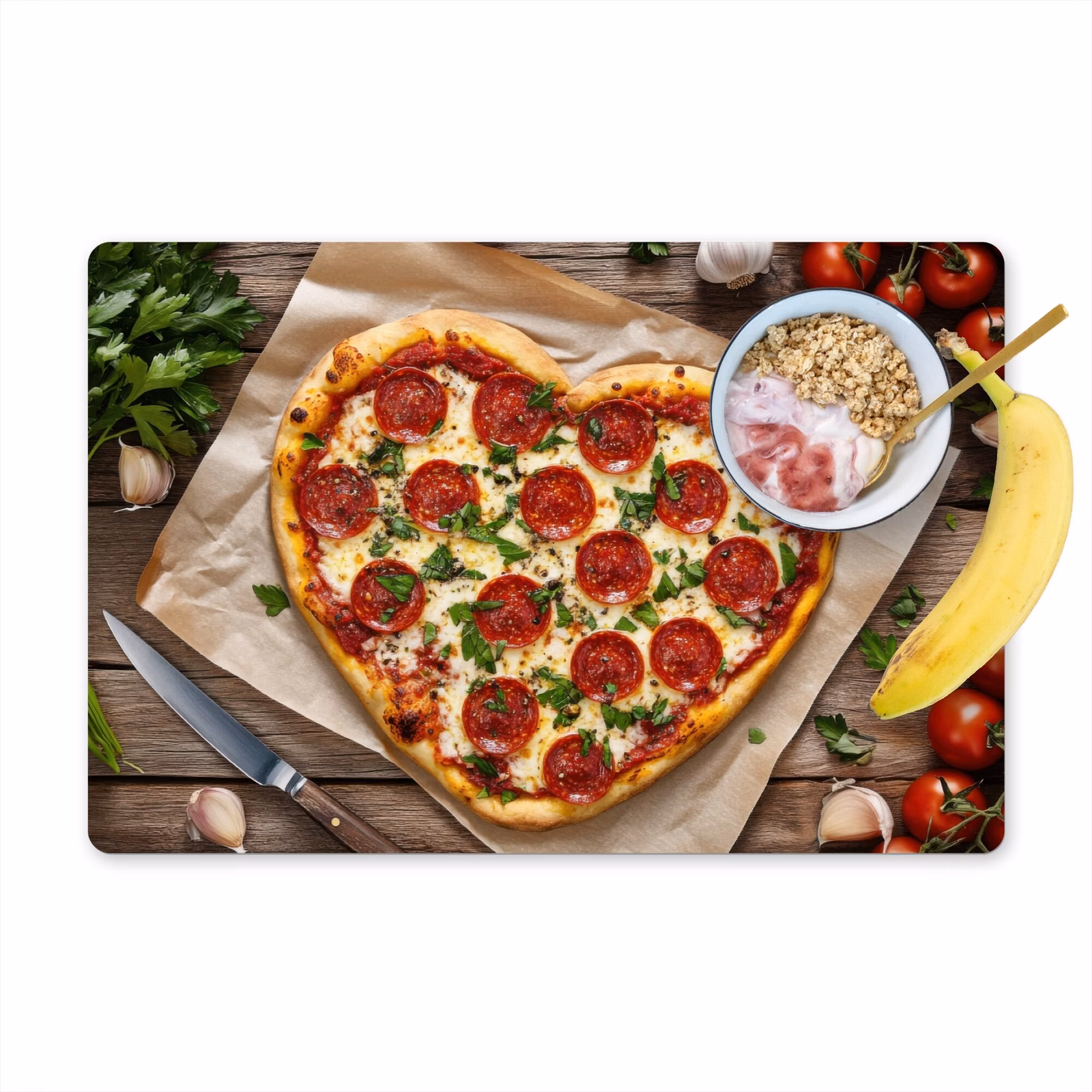 Placemat vinyl - Pizza - Hart - Pepperoni - Tomaat — 1