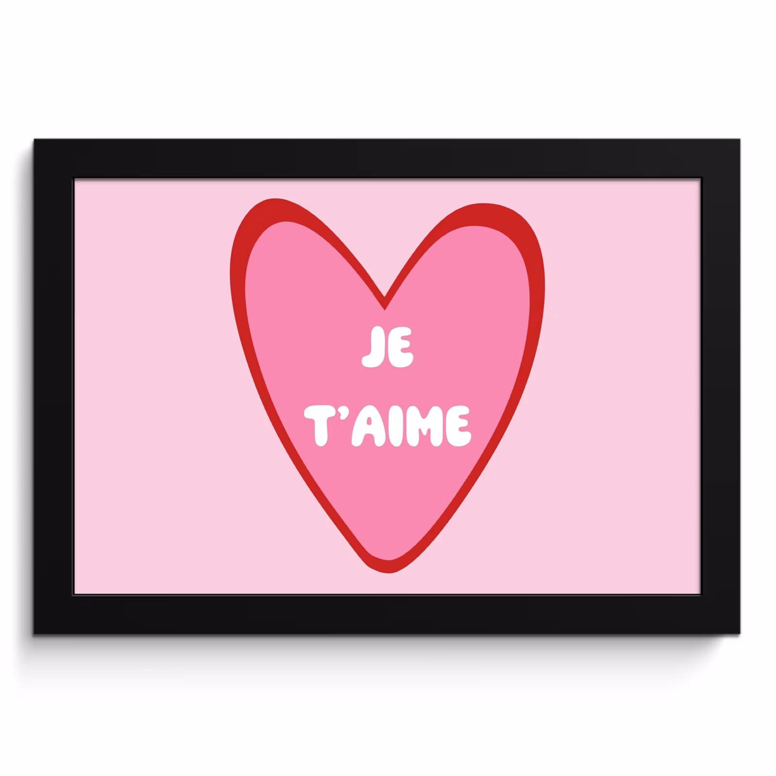 Poster met lijst - Hart - Frans - Valentijn - Roze — 1