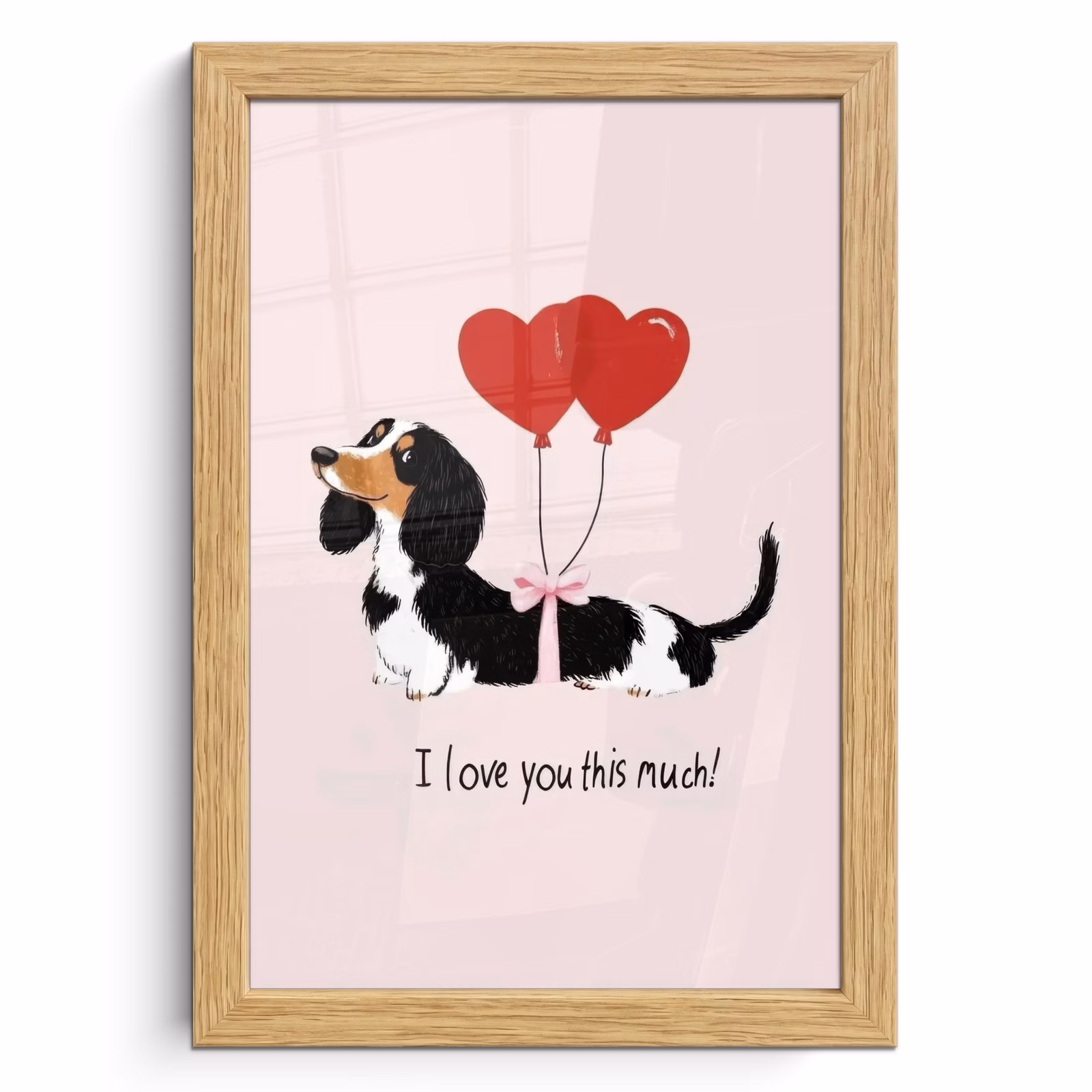 Poster met lijst - Hond - Teckel - Valentijn - Love — 1