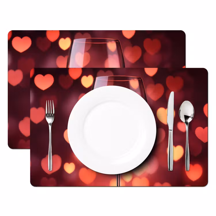 Placemat vinyl - Rood - Wijn - Hartjes — 2