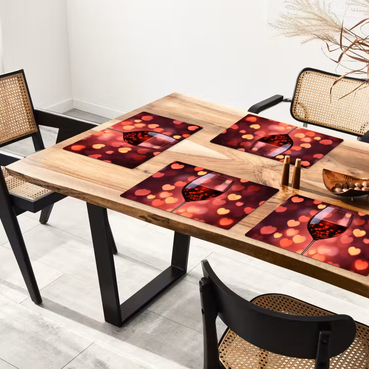 Placemat vinyl - Rood - Wijn - Hartjes — 4