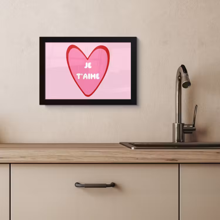Poster met lijst - Hart - Frans - Valentijn - Roze — 2