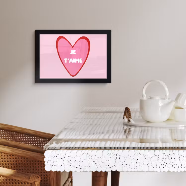 Poster met lijst - Hart - Frans - Valentijn - Roze — 3
