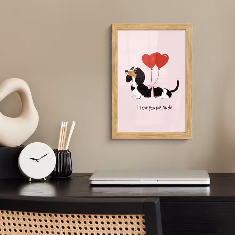 Poster met lijst - Hond - Teckel - Valentijn - Love — 2