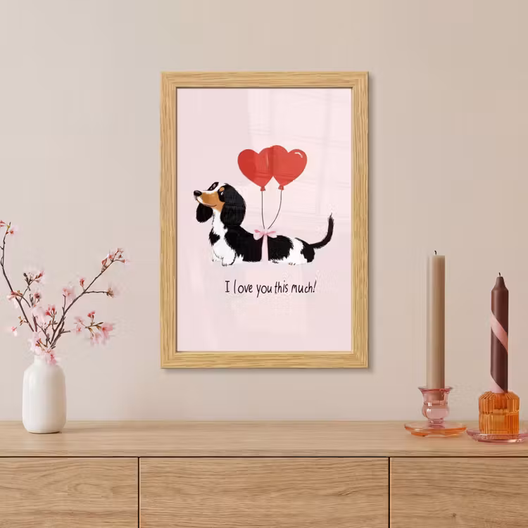 Poster met lijst - Hond - Teckel - Valentijn - Love — 5