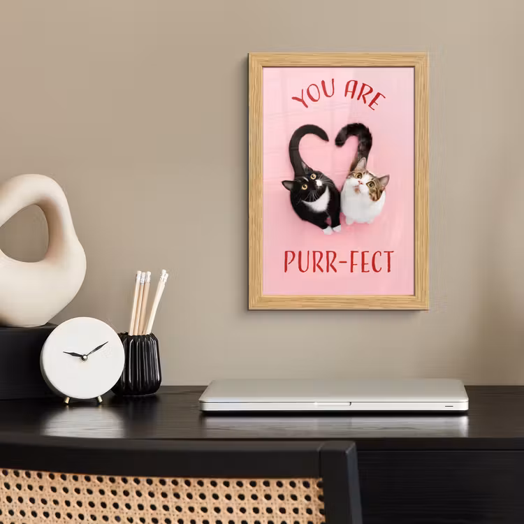Poster met lijst - Kat - Hart - Tekst - Valentijn — 2