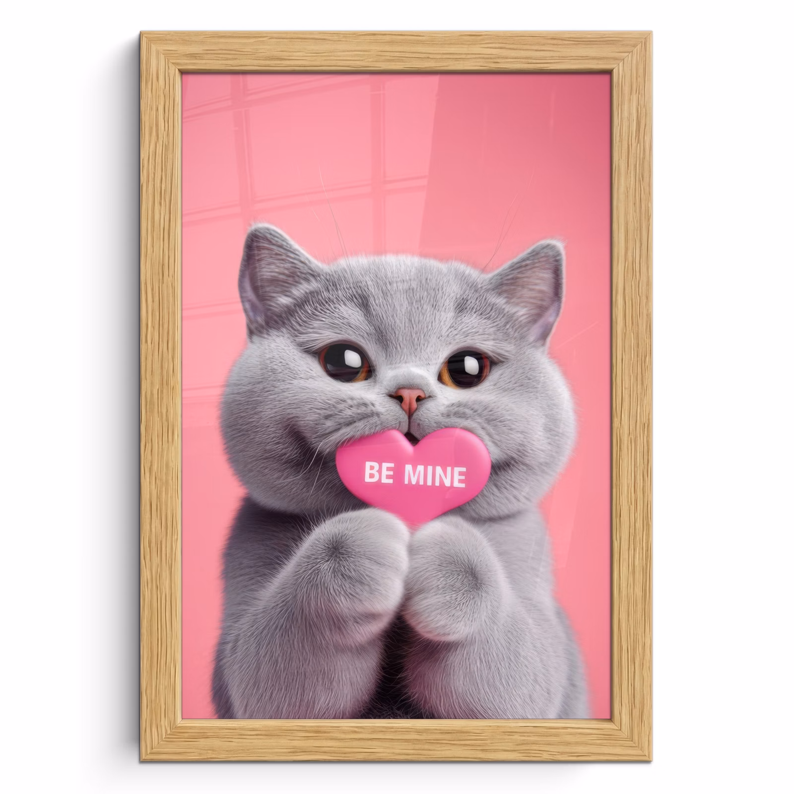 Poster met lijst - Kat - Valentijn - Roze - Liefde — 1