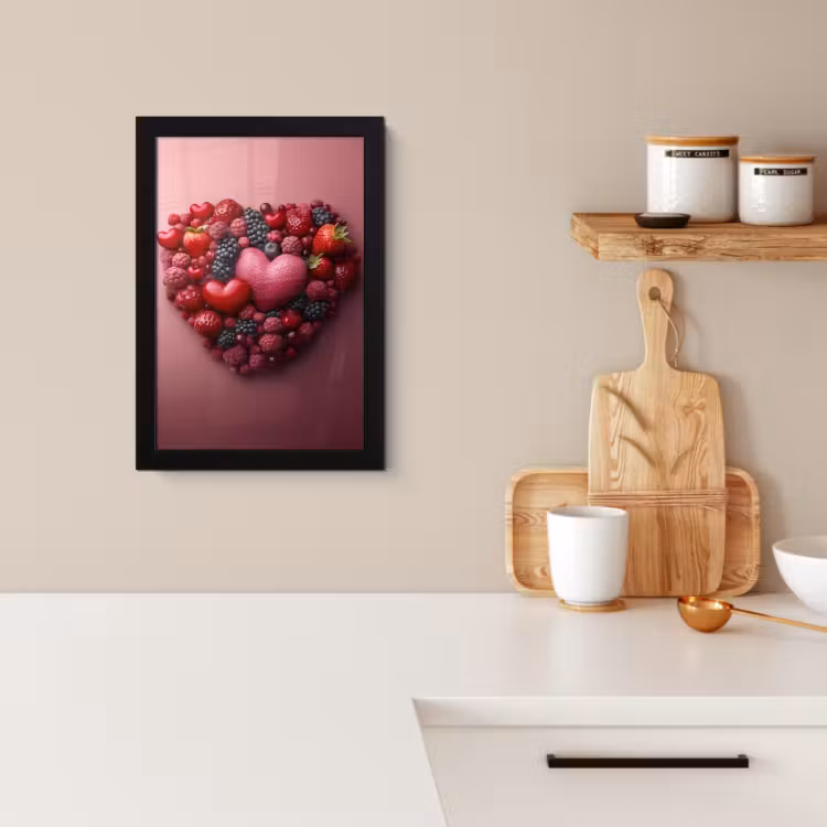 Poster met lijst - Fruit - Hartjes - Aardbeien - Frambozen - Bosbessen — 2