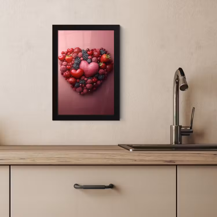Poster met lijst - Fruit - Hartjes - Aardbeien - Frambozen - Bosbessen — 4