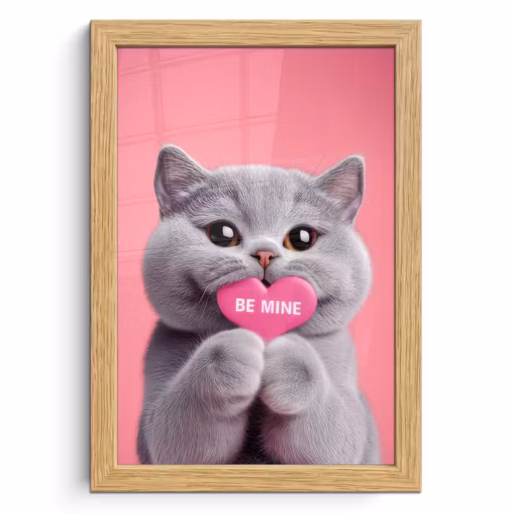 Poster met lijst - Kat - Valentijn - Roze - Liefde — 1