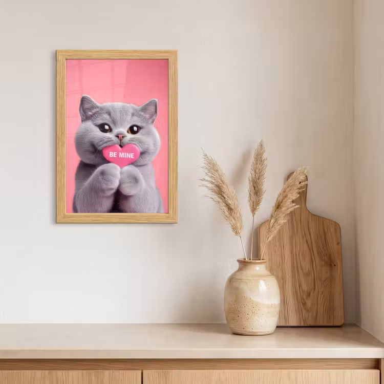 Poster met lijst - Kat - Valentijn - Roze - Liefde — 3
