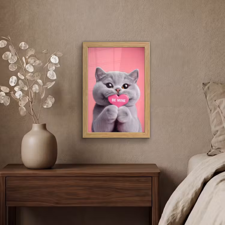 Poster met lijst - Kat - Valentijn - Roze - Liefde — 4