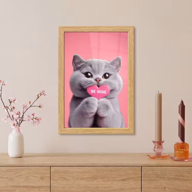 Poster met lijst - Kat - Valentijn - Roze - Liefde — 5