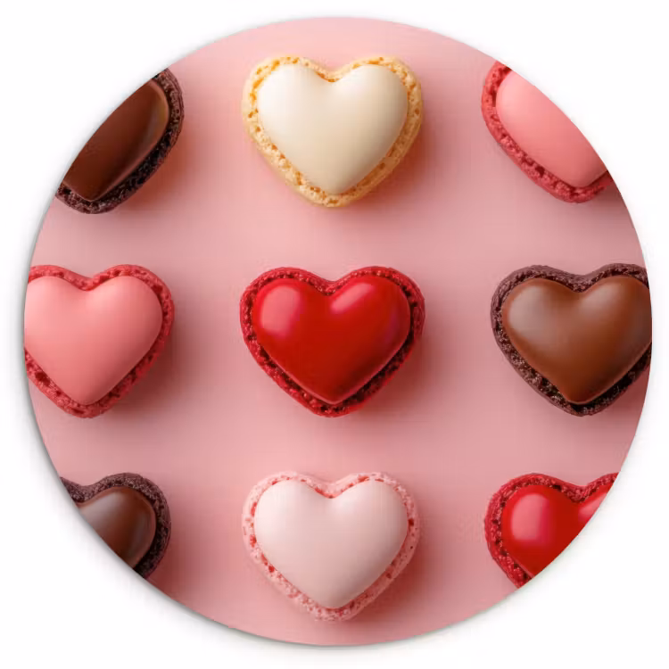 Muurcirkel - Macarons - Hartjes - Kleurrijk - Roze — 1