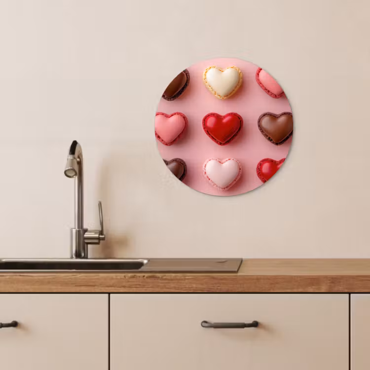 Muurcirkel - Macarons - Hartjes - Kleurrijk - Roze — 4