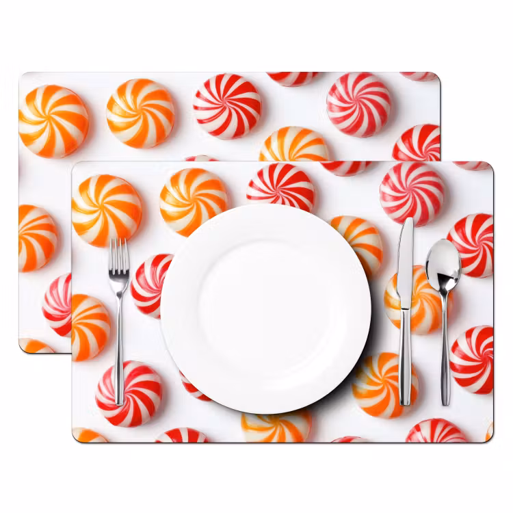 Placemat vinyl - Snoep - Patroon - Rood - Oranje — 2