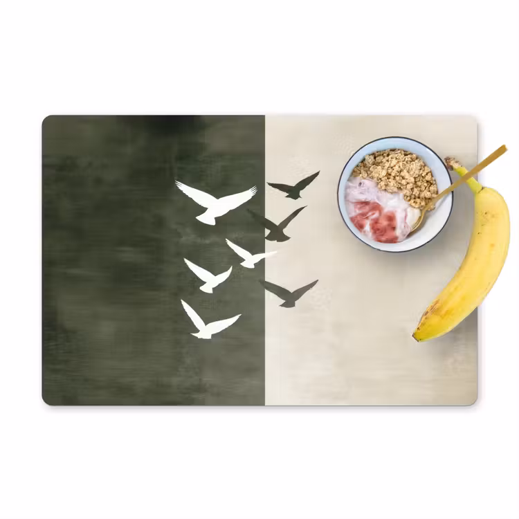 Placemat vinyl - Japandi - Vogel - Groen — 1
