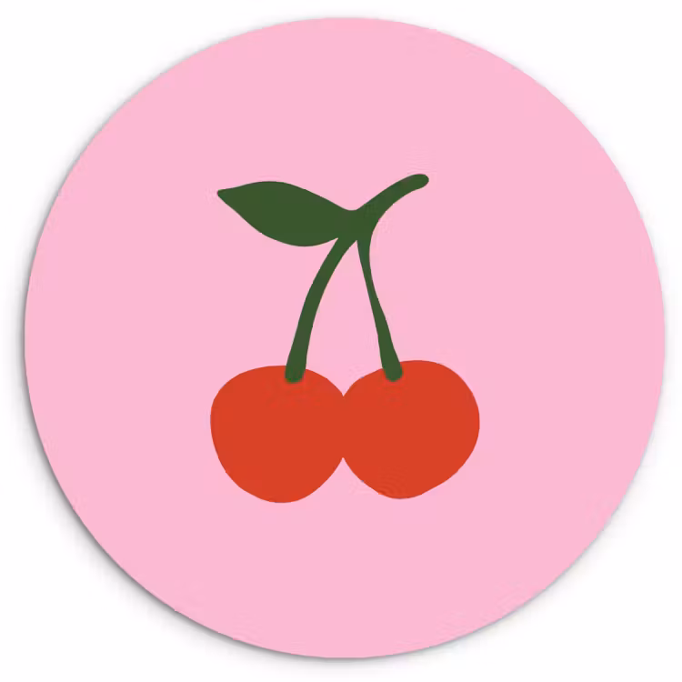 Muurcirkel - Kersen - Roze - Illustratie — 1