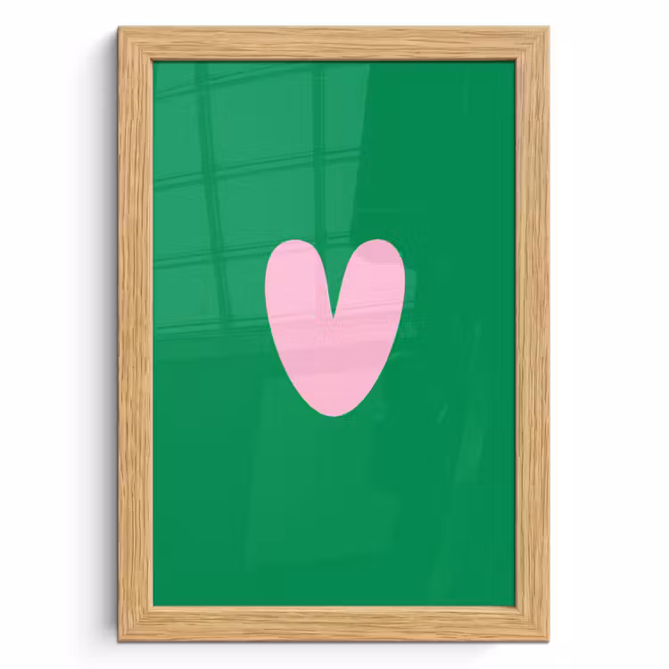 Poster met lijst - Groen - Hart - Minimalistisch - Valentijn — 1