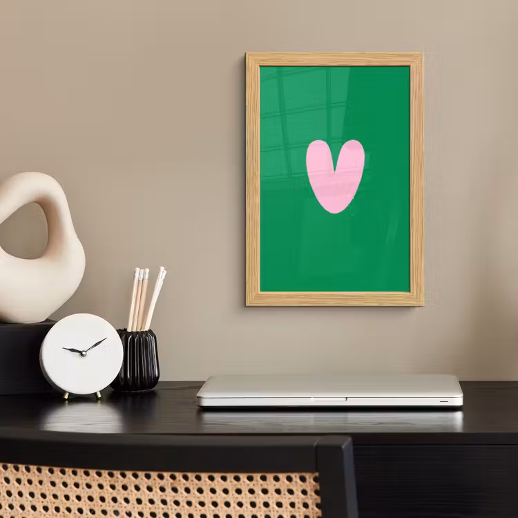 Poster met lijst - Groen - Hart - Minimalistisch - Valentijn — 2
