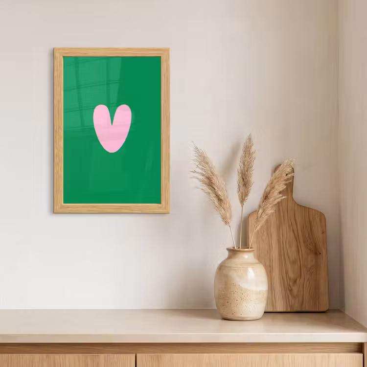 Poster met lijst - Groen - Hart - Minimalistisch - Valentijn — 3