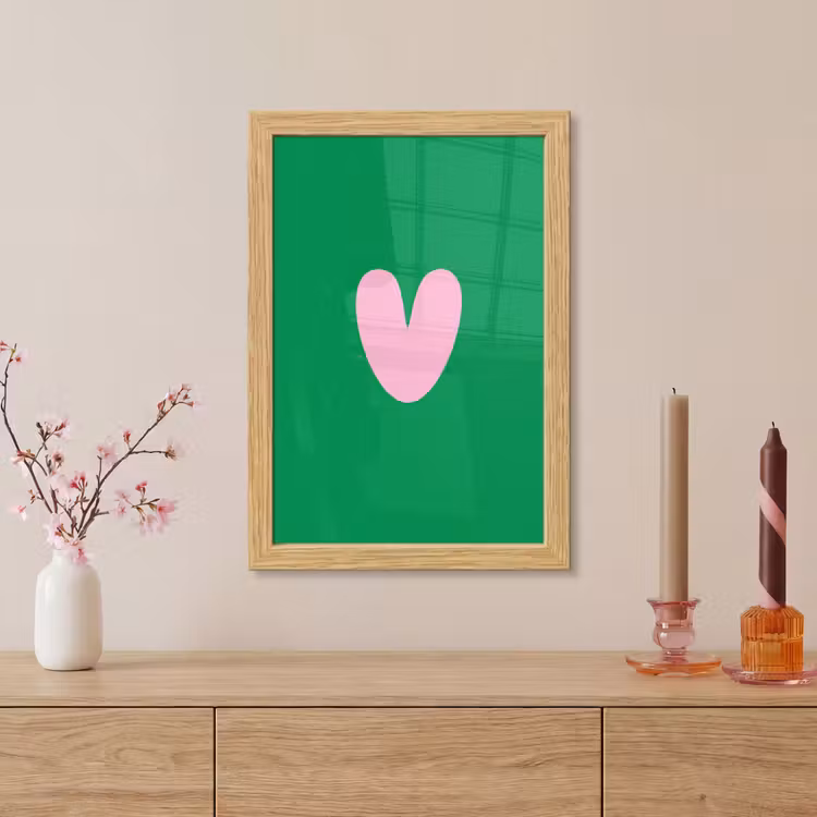 Poster met lijst - Groen - Hart - Minimalistisch - Valentijn — 5