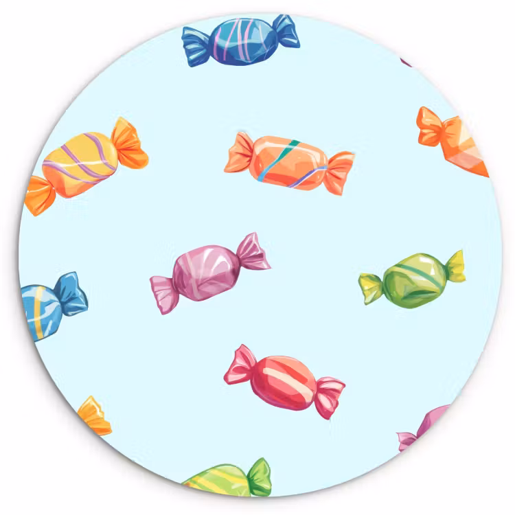 Muurcirkel - Blauw - Patroon - Snoep — 1