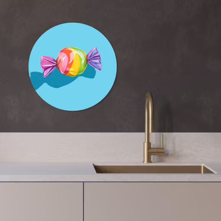 Muurcirkel - Blauw - Snoep - Regenboog — 2