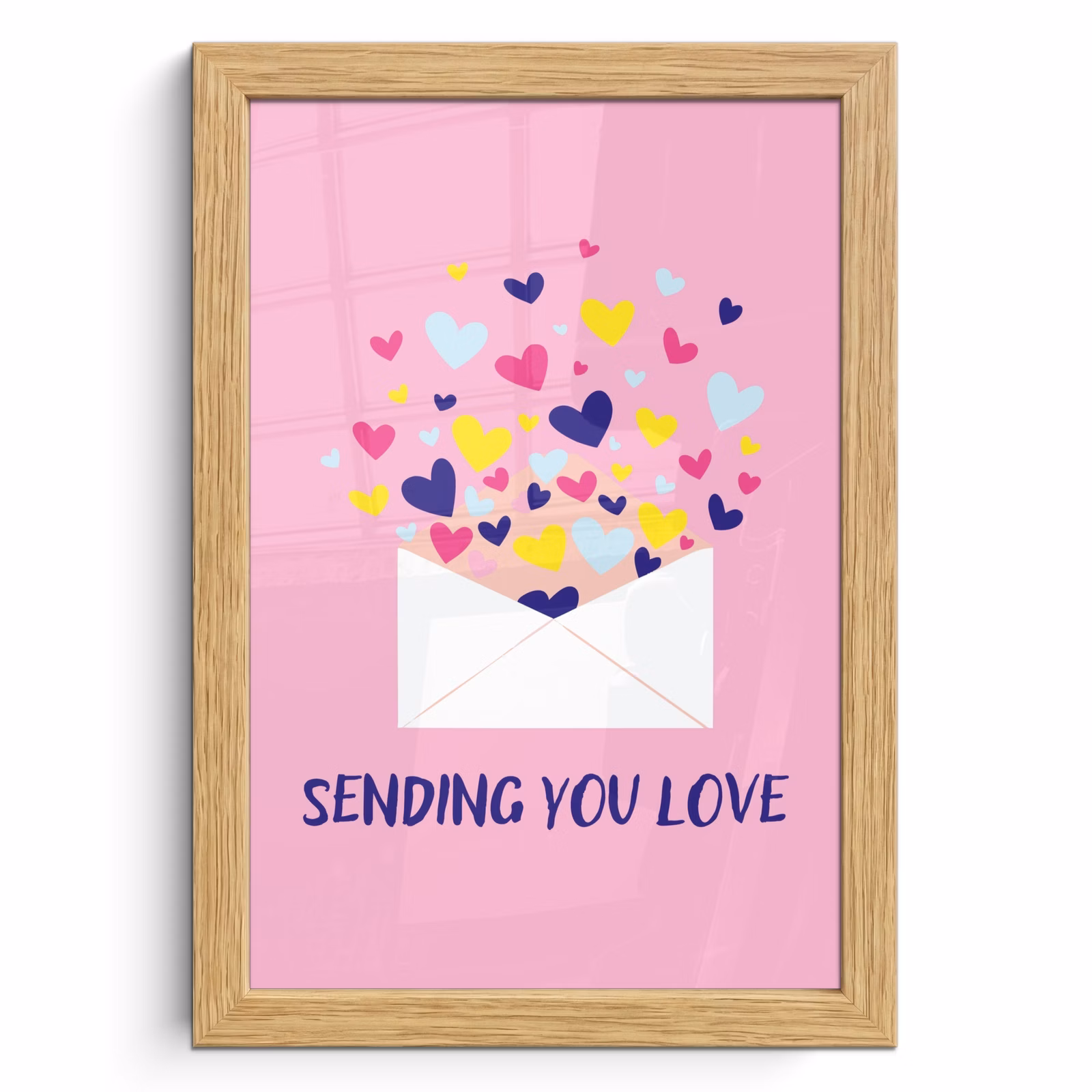 Poster met lijst - Envelop - Love - Hartjes - Valentijn — 1