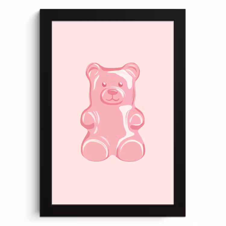 Poster met lijst - Beer - Roze - Snoep — 1