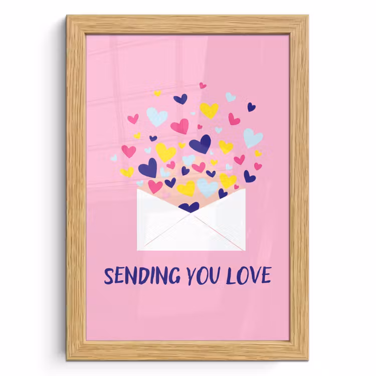 Poster met lijst - Envelop - Love - Hartjes - Valentijn — 1