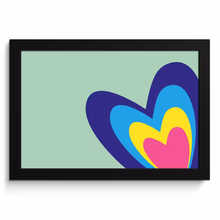Poster met lijst - Hartjes - Kleurrijk - Valentijn — 1