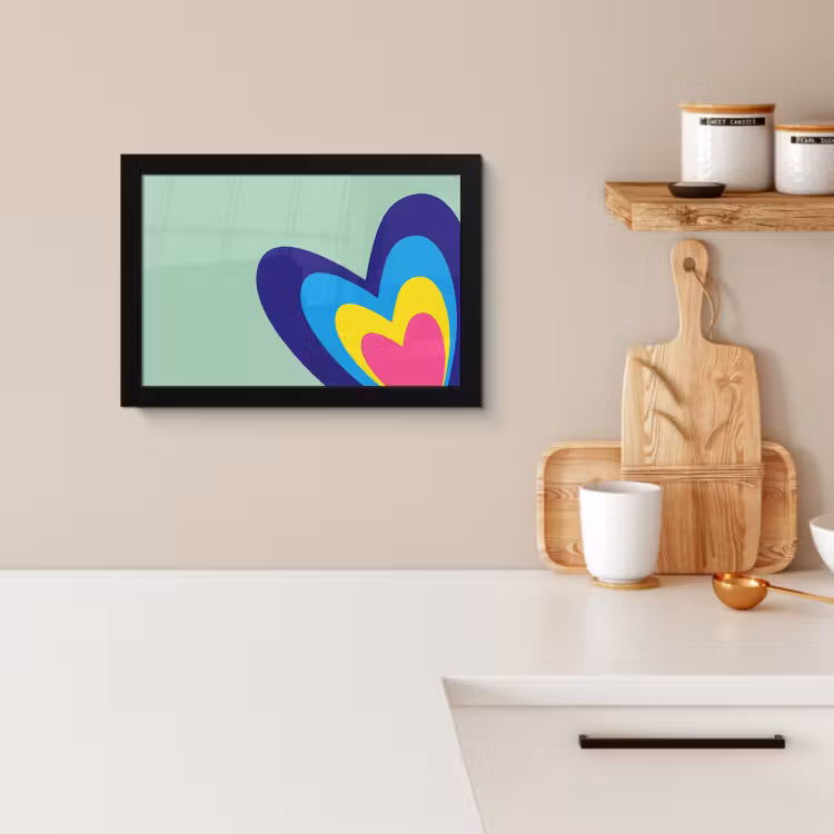 Poster met lijst - Hartjes - Kleurrijk - Valentijn — 2