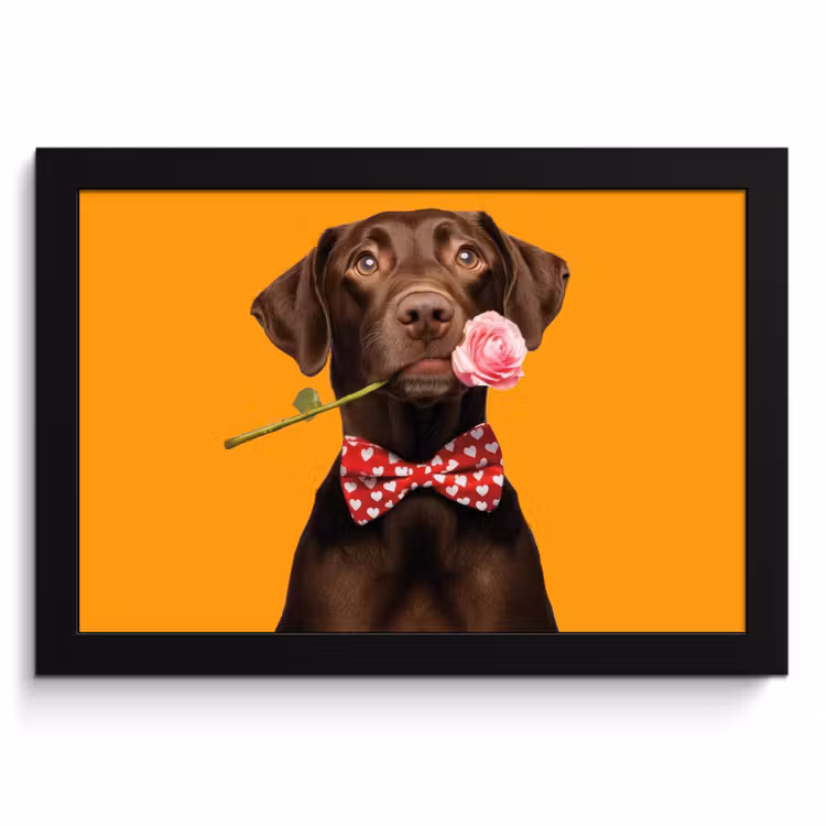 Poster met lijst - Hond - Oranje - Roos - Valentijn — 1