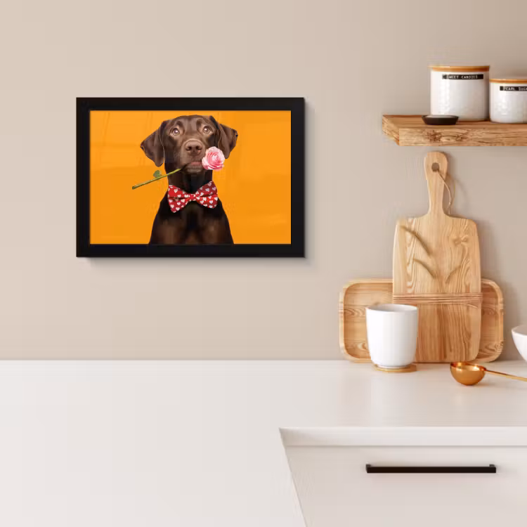 Poster met lijst - Hond - Oranje - Roos - Valentijn — 2
